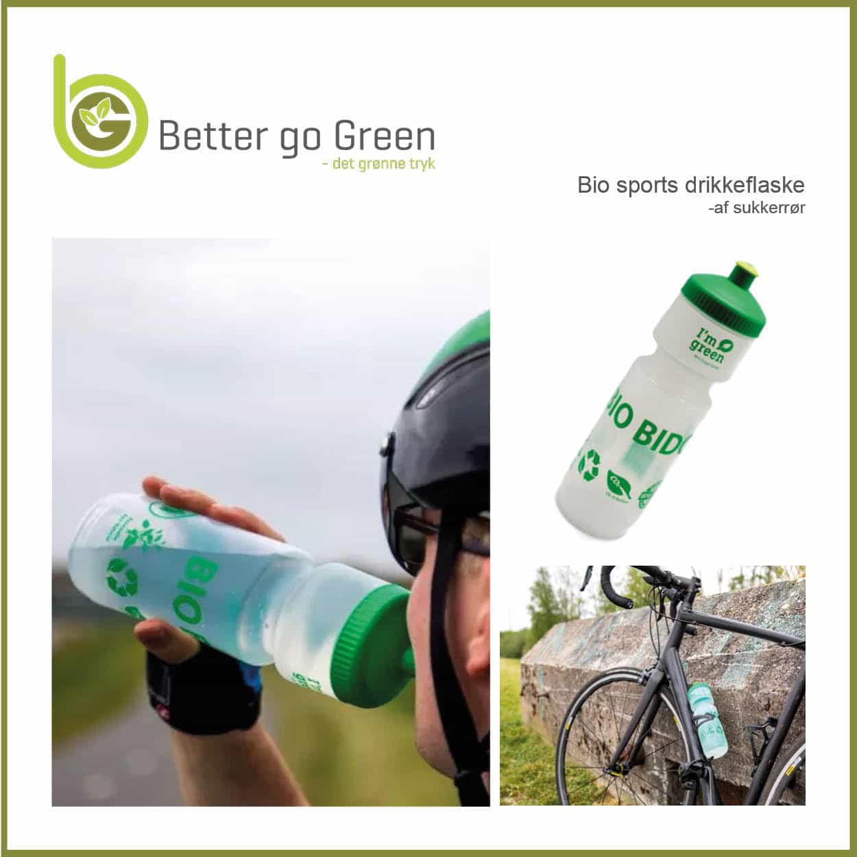 Bio sports drikkeflaske af sukkerrør. BetterGoGreen.dk